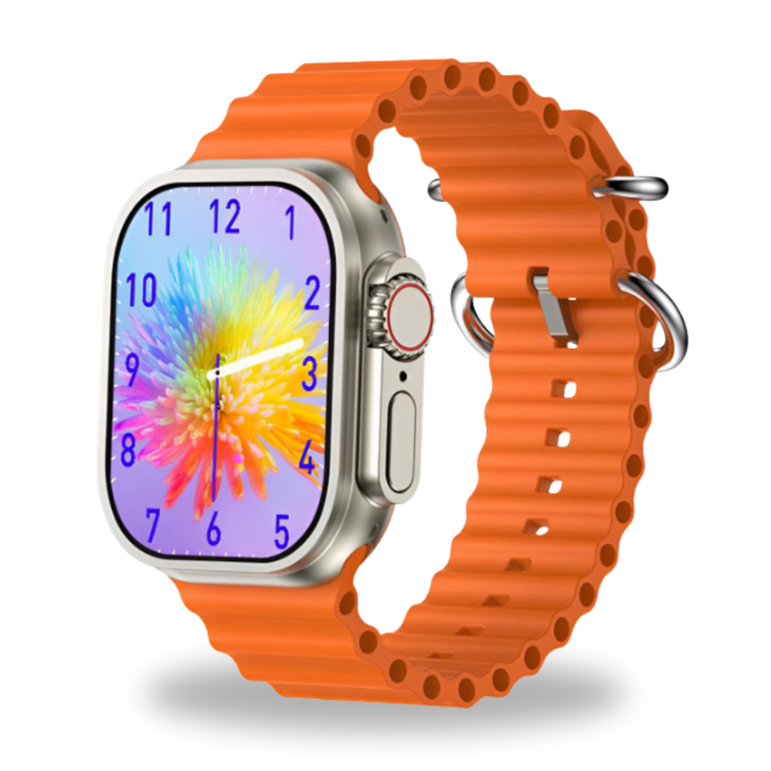 Close-up of a smartwatch with a vibrant AMOLED display