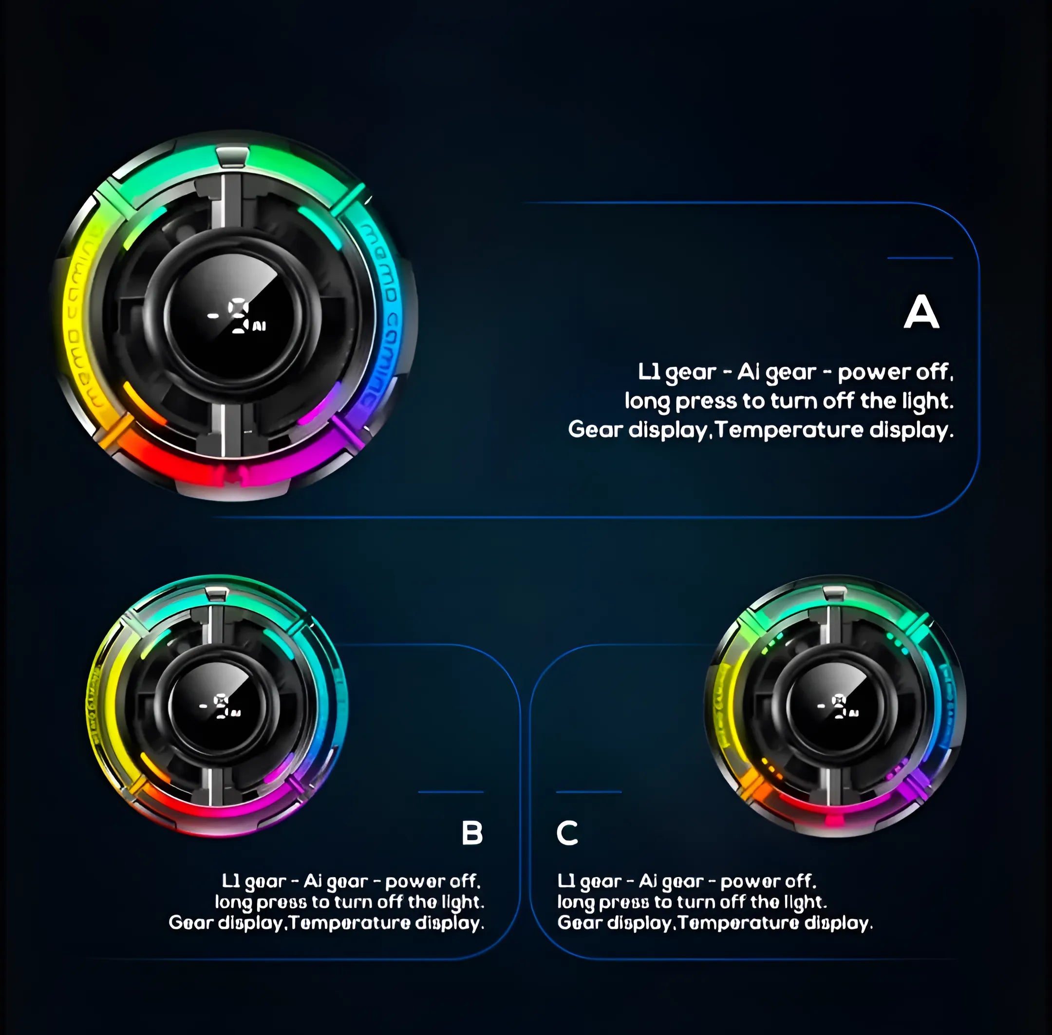 Memo CX15 RGB mobile cooling fan with LED display and magnetic grip

AI smart radiator for mobile gaming with temperature control